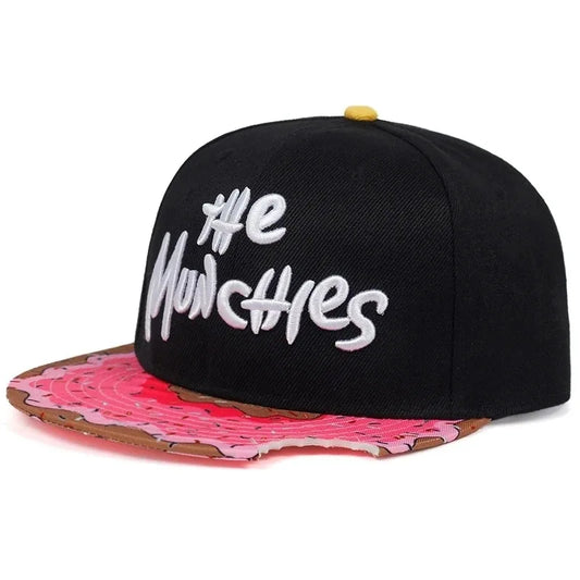 Flat Hat New Donut Bite Pink Embroidery Baseball Hat