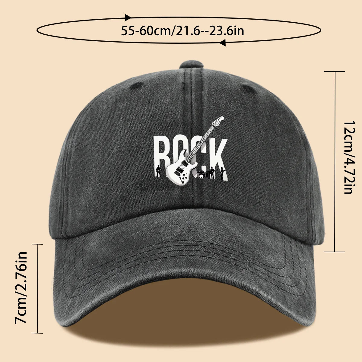 Rock Theme Electric Guitar Print Baseball Cap