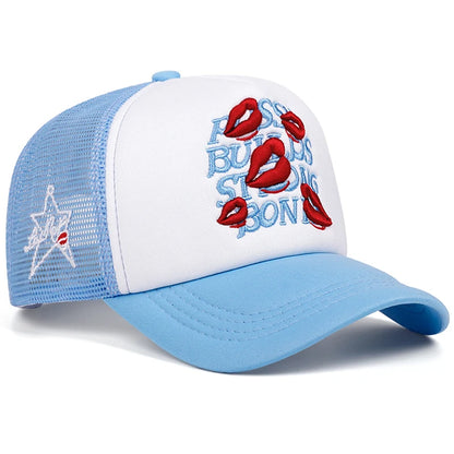 Simple Creative New Mesh Hat Lipprint Embroidery Street Hip Hop Hat Outdoor Sports