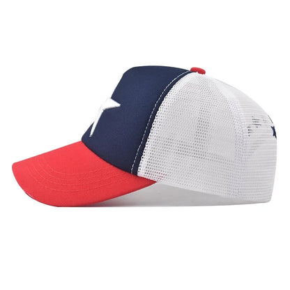 Unisex Mesh Cap Casual Plain Embroidery Five-Star Cotton Baseball Cap Summer for Women And Men