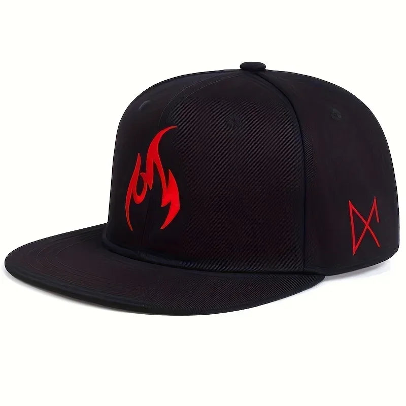 Unisex Flame Embroidery Hip-Hop Hats