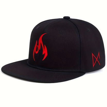 Unisex Flame Embroidery Hip-Hop Hats