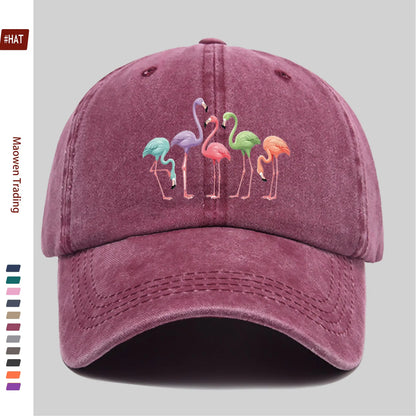 Colorful Flamingo Print Baseball Hat