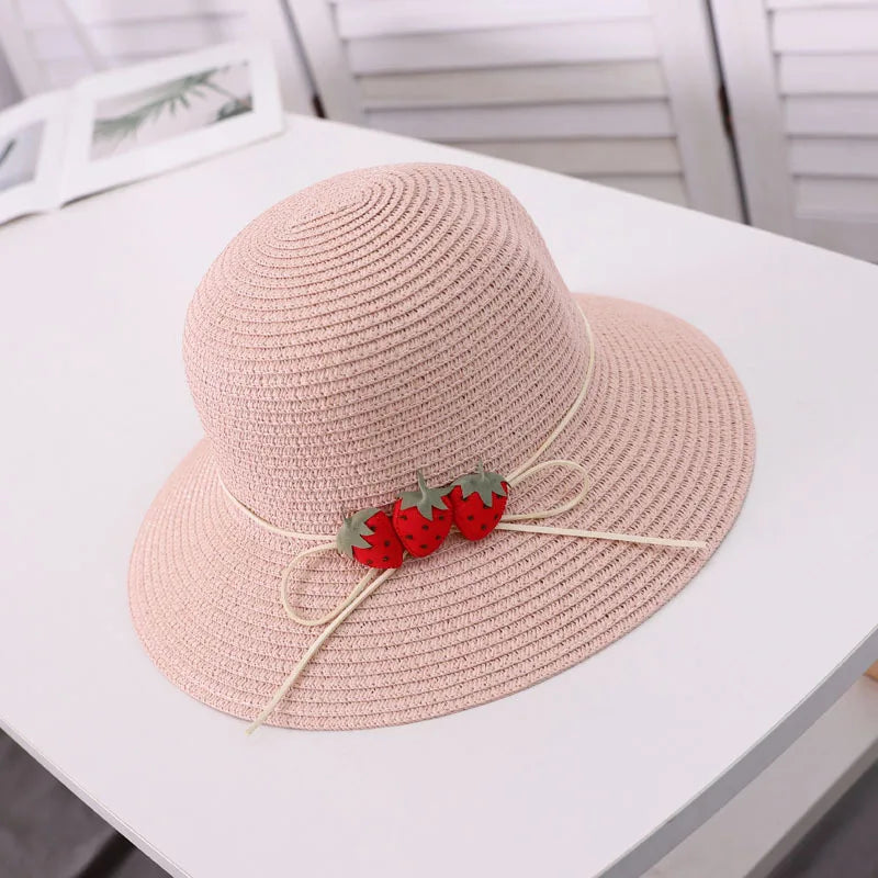 Parent-Child Summer Sun Protection Women Big Brim Straw Hat Girls