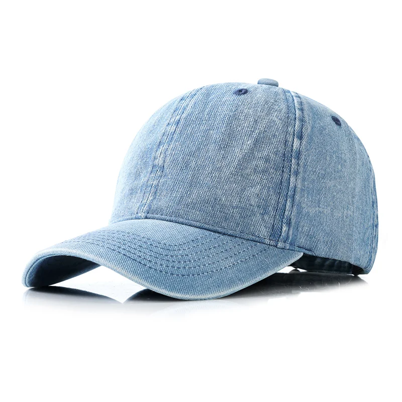 Spring And Summer Solid Color Cotton Denim Blue Baseball Cap