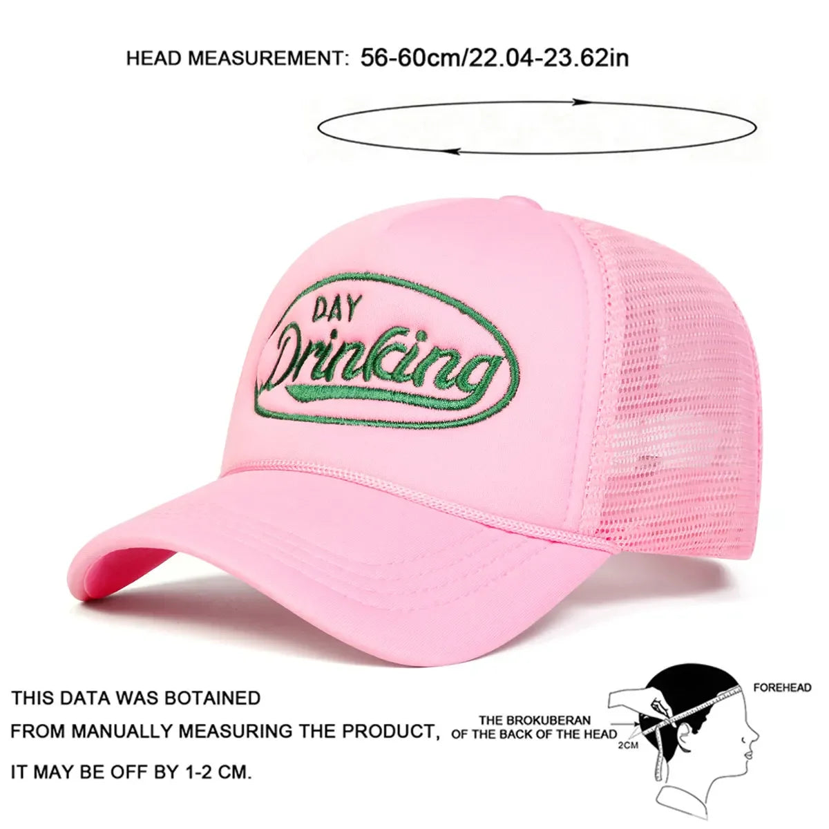 Unisex Day Drinking Letter Embroidery Baseball Net Caps Spring Summer