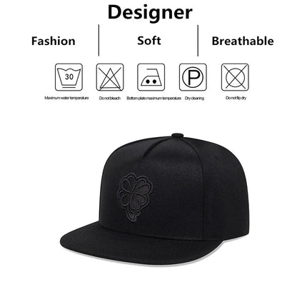 Unisex Clover Embroidery Hip-hop Hats Spring Autumn