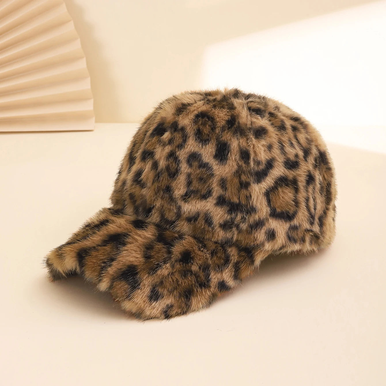 Korean Fashion Fuzzy Leopard Print Baseball Cap