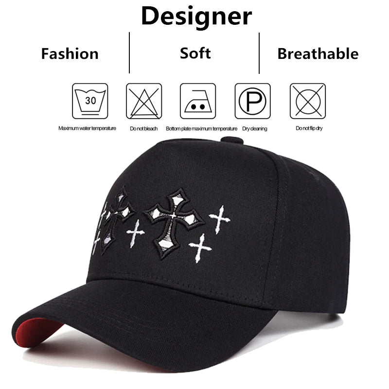 Unisex Double Cross Embroidery Baseball Caps Outdoor Adjustable Casual Hats Sunscreen Hat Sports Cap