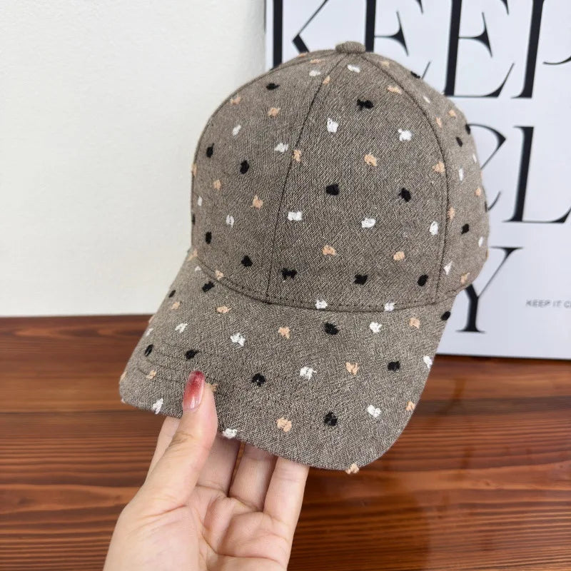 Retro Embroidered Colorful Dot Baseball Cap