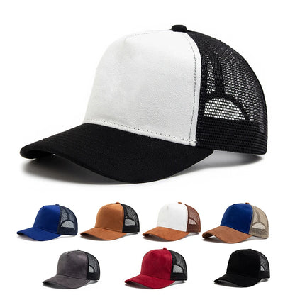 New Summer Suede Trucker Hat Men Mesh Baseball Cap