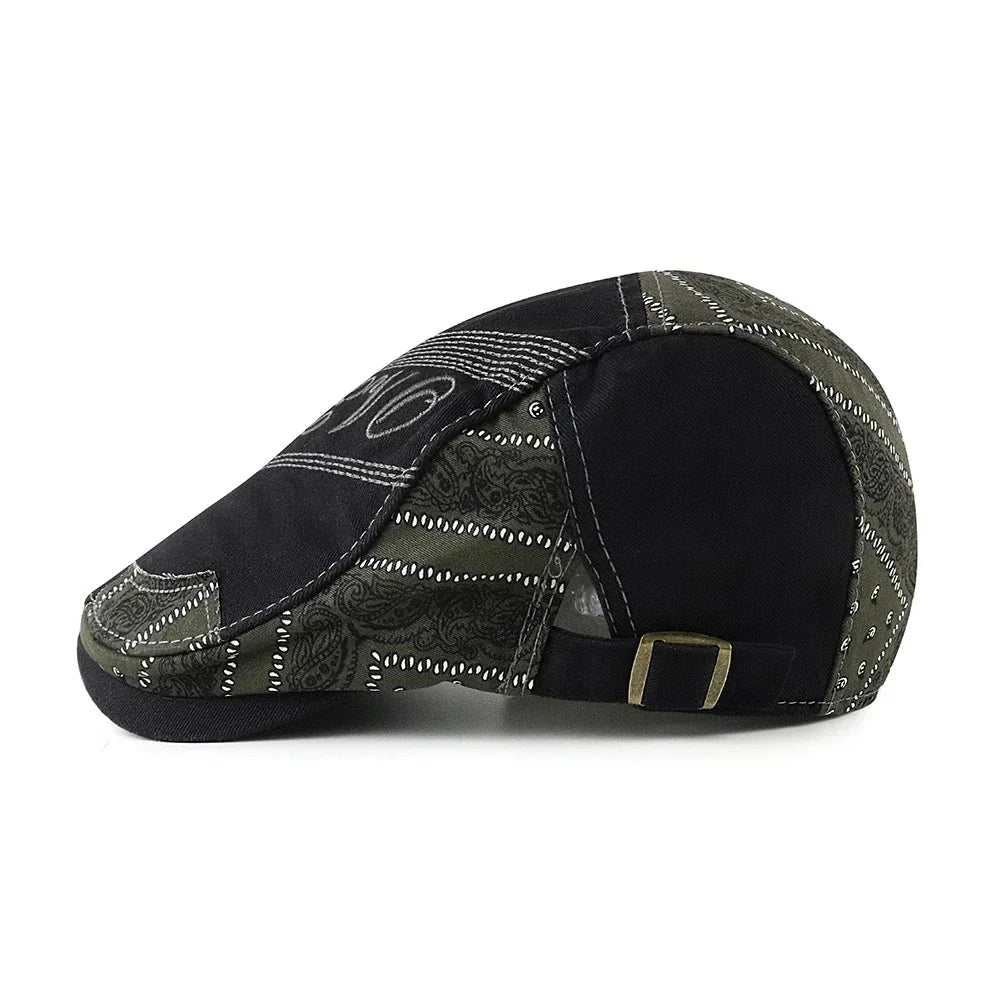 Men Letters Embroidered Newsboy Hat Women Fashion Adjustable
