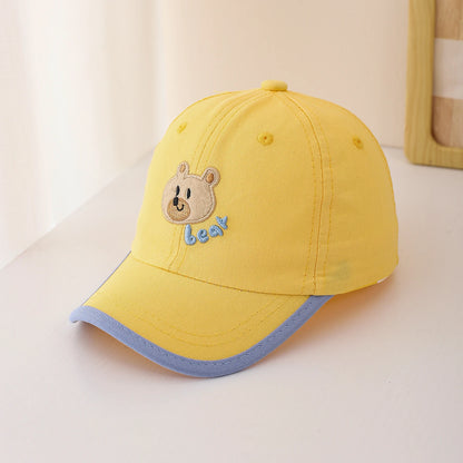 Child Sized Cute Bear Head and Bear Letter Embroidery Baseball Cap Adjustable Back Strap Suitable For Daily Wear