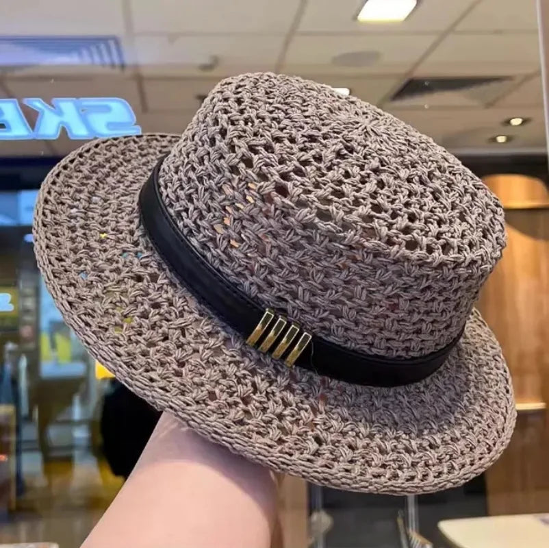 New Flat Top Sun Hat 2026 Delicate Weaving Straw Hat