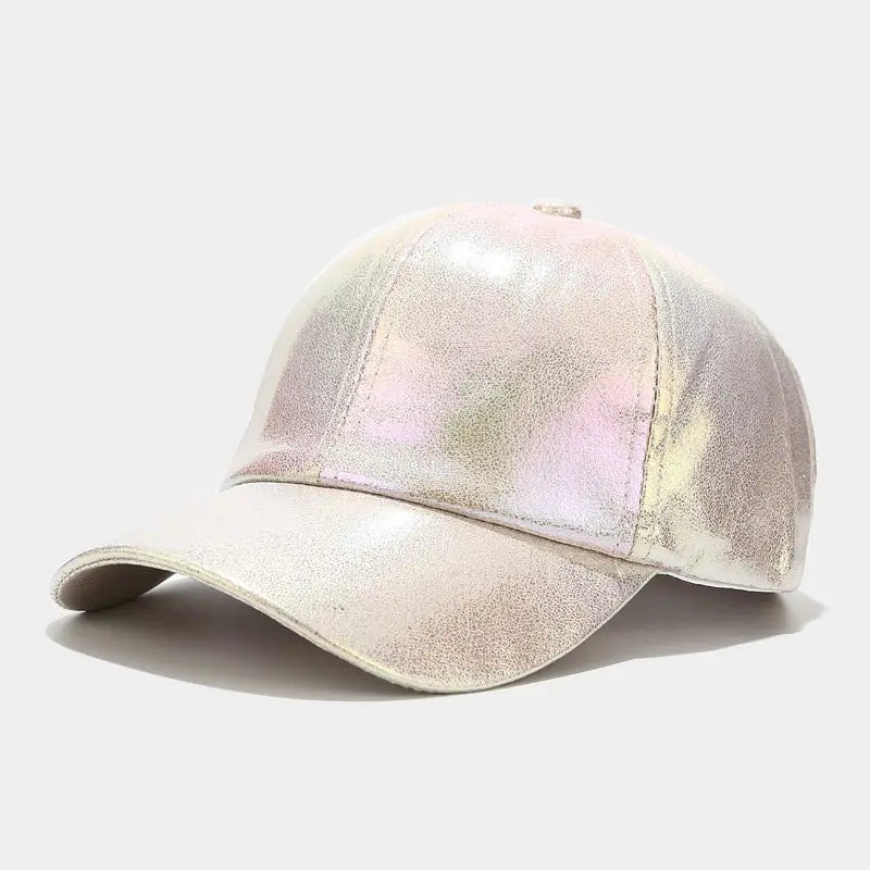 Glossy Pu Leather Baseball Caps For Women Men