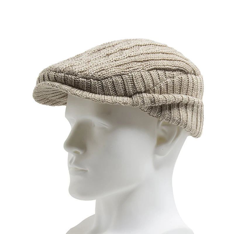Men Women Knitted Hat With Earflaps Beret Autumn Winter Thickened Warm Berets