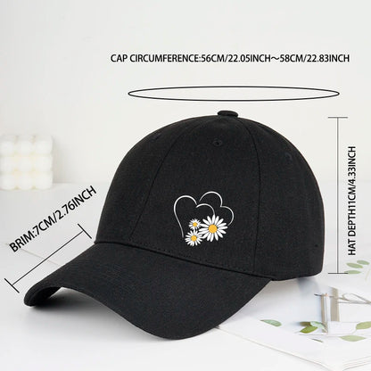 Heart-Print Daisy Soft-Peak Baseball Cap
