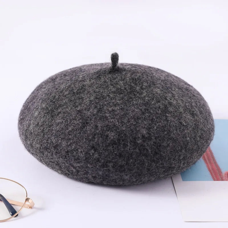 Wool Beret Hat Women Retro Knitted Warm Winter Unisex Painter Cap
