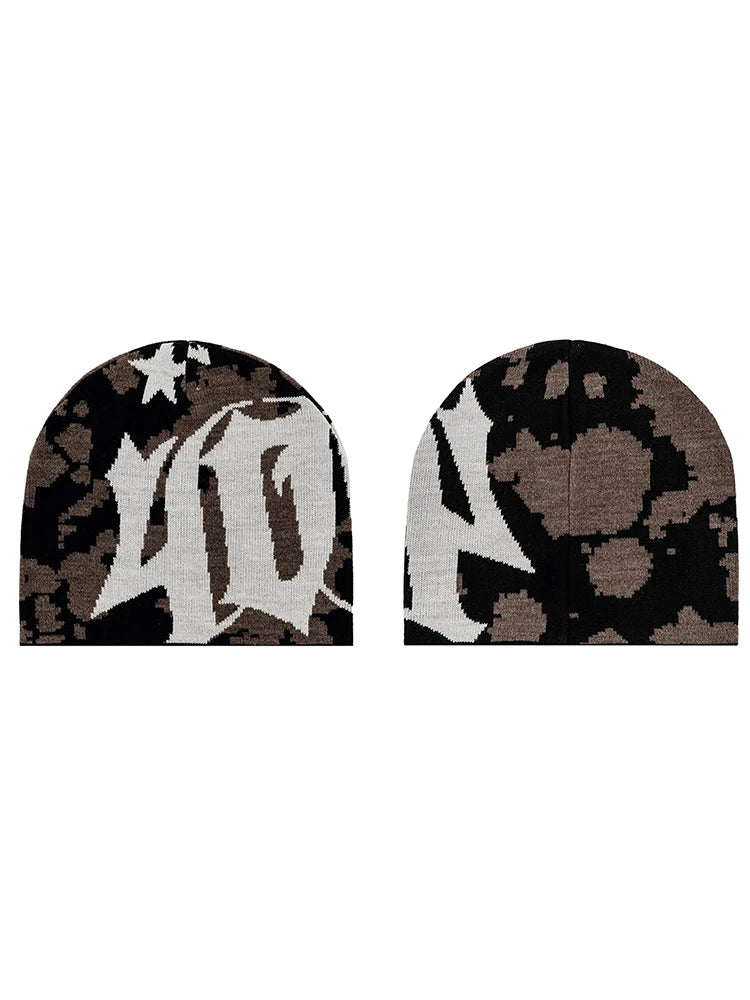 Women Beanie Pussycat Luv Jacquard Korean Winter Warm Knit Vintage Y2k Hats