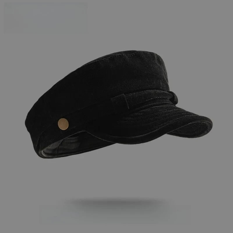 Japanese Solid Color Retro Suede Flat Top Painter Hat