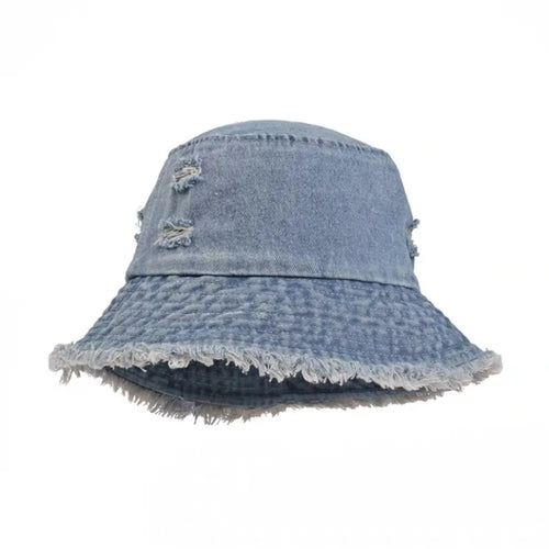 Fashion Washed Denim Bucket Hats Wide Brim Sun Protection