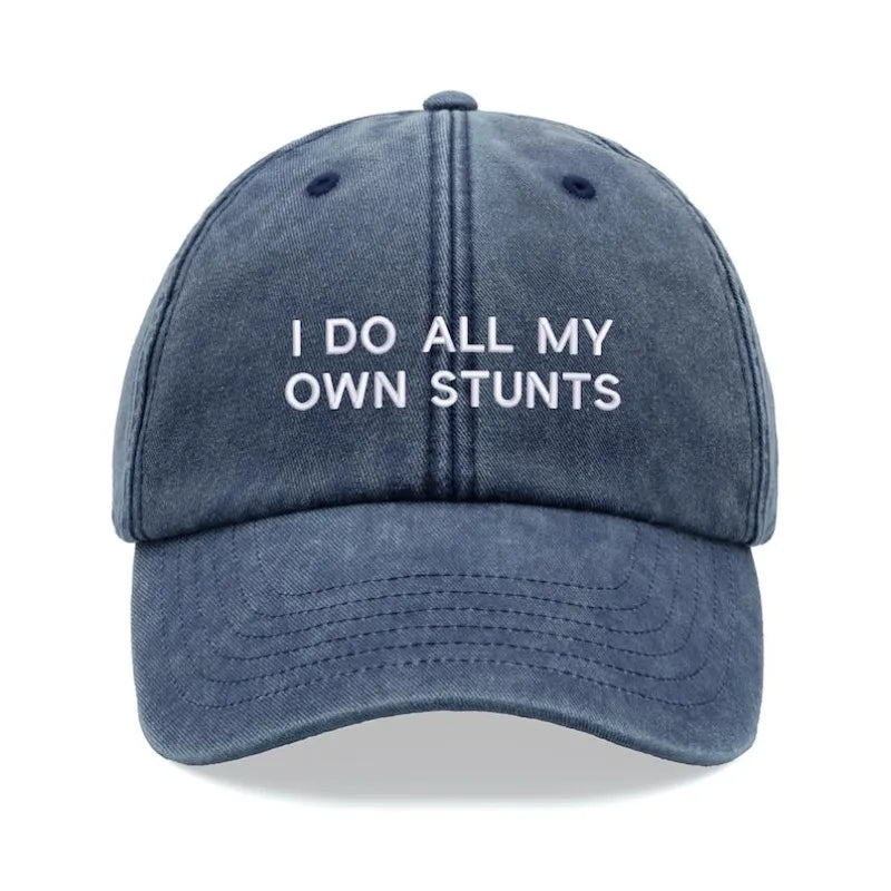 1pc "I Do All My Own Stunts" Baseball Caps Men Vintage Washed Dad Hat