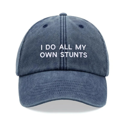 1pc "I Do All My Own Stunts" Baseball Caps Men Vintage Washed Dad Hat