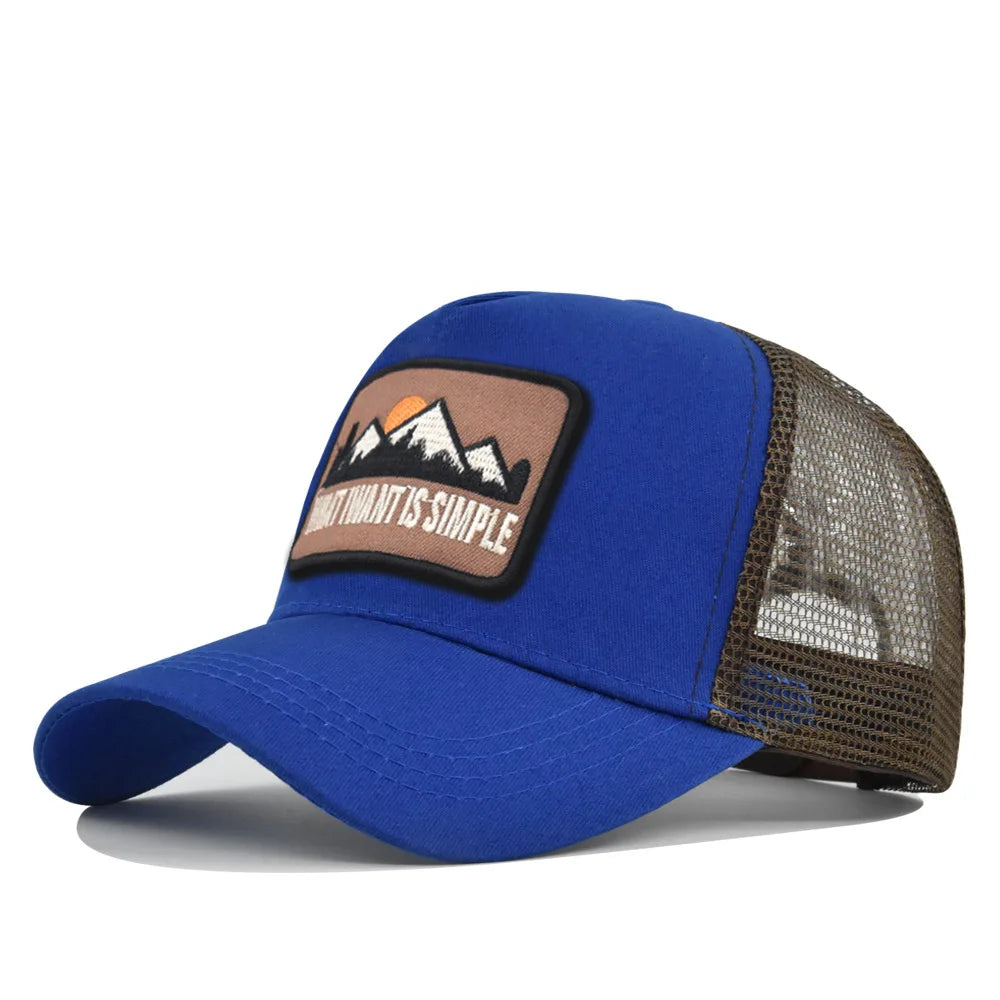 Letter Mesh Breathable Hat Women Men Embroidery Blocking Baseball Cap