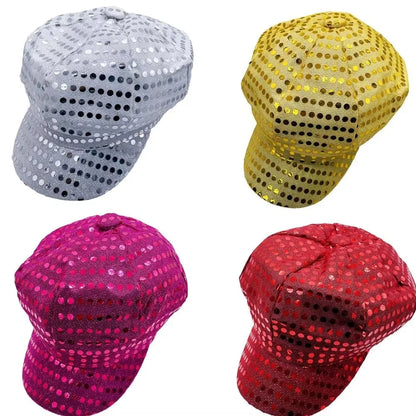 Retro Glitter Bling Costume Hat Sequin Dress Up Hat Beret Newsboy Cap