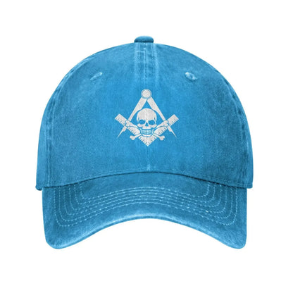 Skull And Cross Bones Square Compass Masonic Freemason Caps