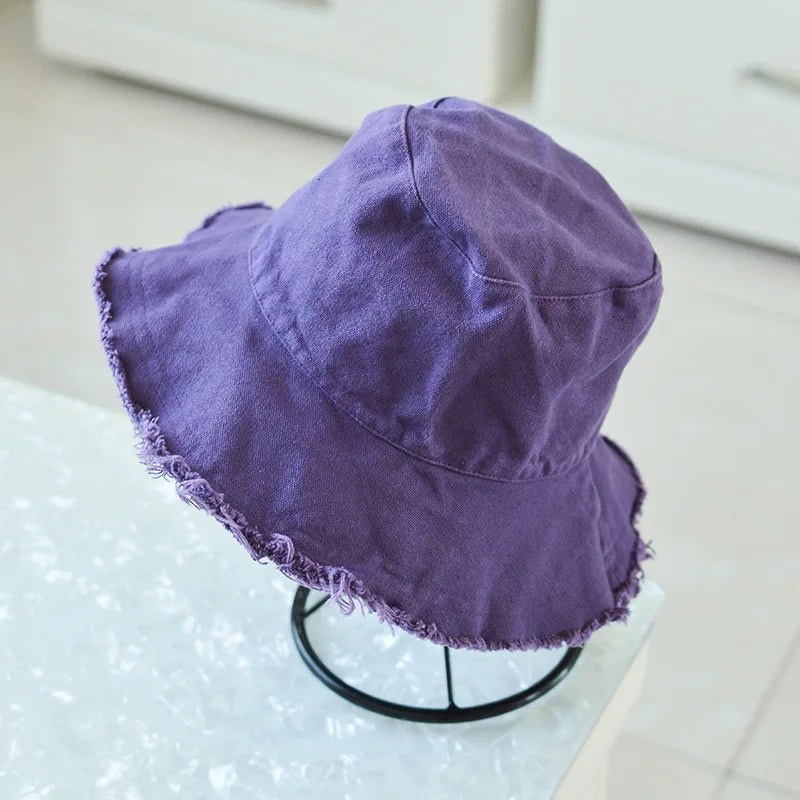 2025 Cotton Fashion Korean Casual Ladies Flat Tassel Bucket Cap