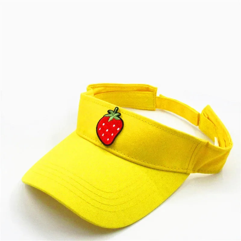 Spring Summer Cotton Cartoon Strawberry Fruit Embroidery Visors Baseball Cap