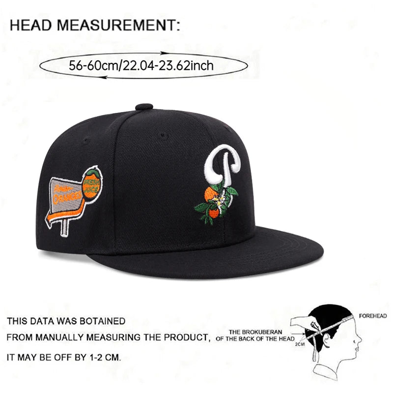 Flat Edge Hat P Leaf Fruit Embroidery Outdoor Leisure Sunshade Hat Snapback Hat