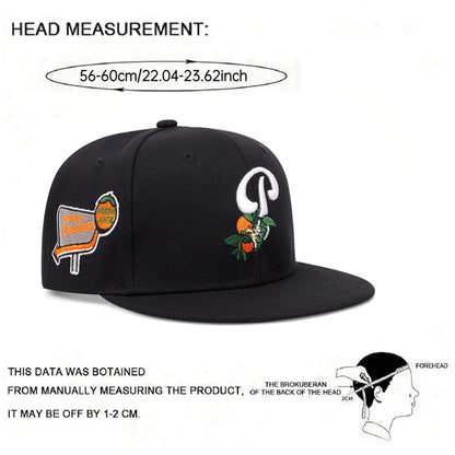 Flat Edge Hat P Leaf Fruit Embroidery Outdoor Leisure Sunshade Hat Snapback Hat