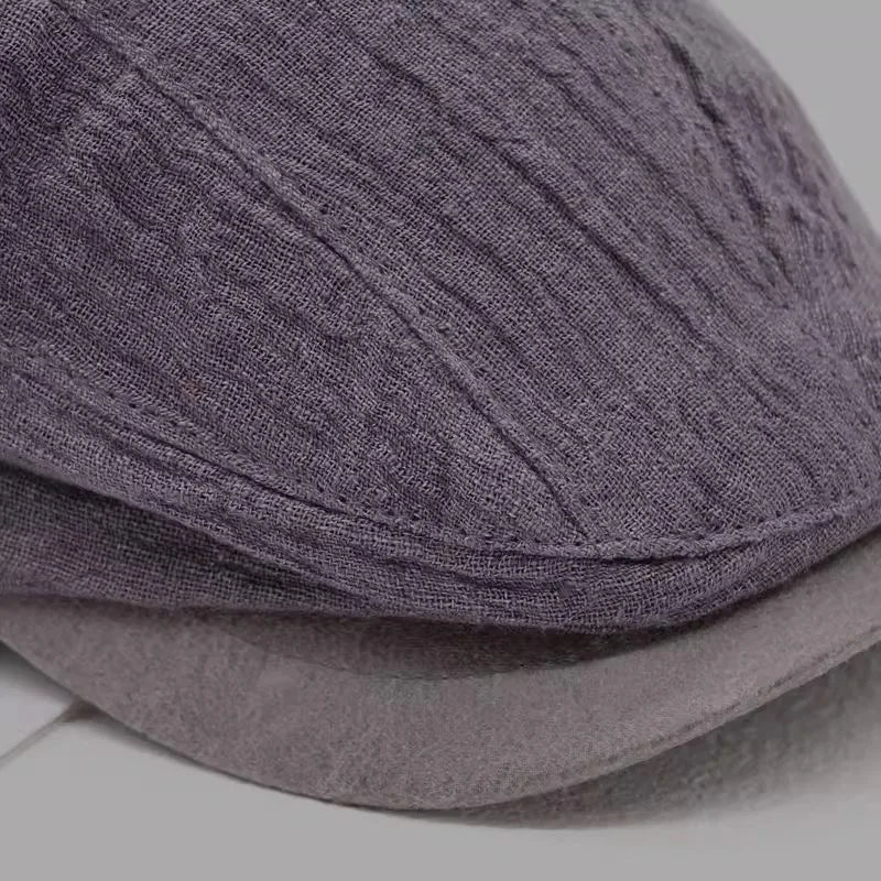 New Natural Linen Berets Men Summer Breathable Sunscreen UV Protection