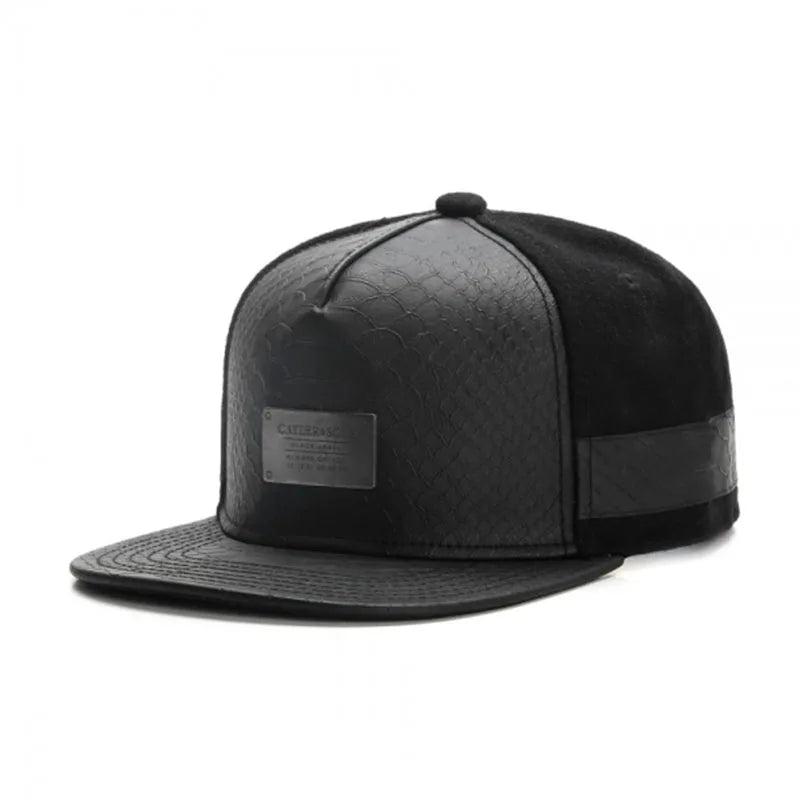 Fashion Hip Hop Hat Iron Tag Leather Checkered Pattern Adjustable Outdoor Adult Casual Sports Hat Baseball Cap