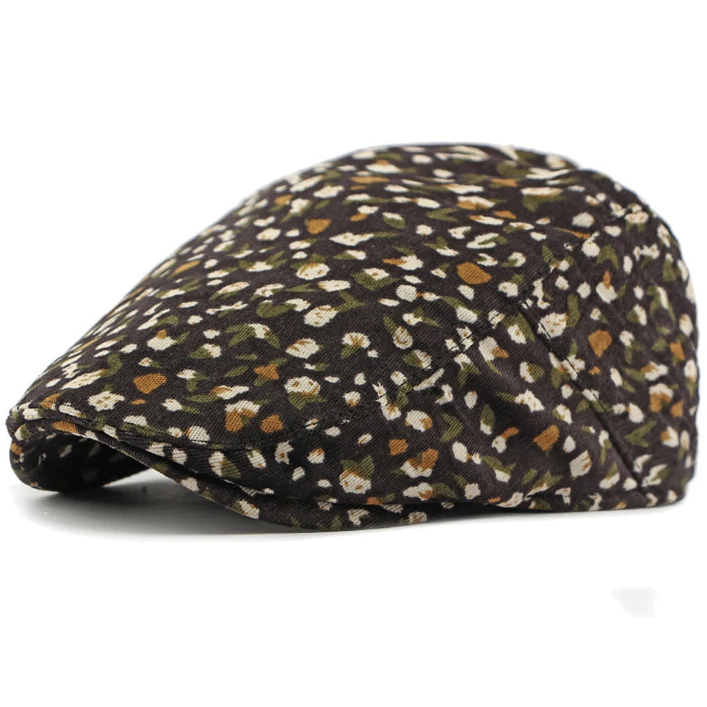 Men Women Retro Floral Artist Painter Beret Hat Adjustable