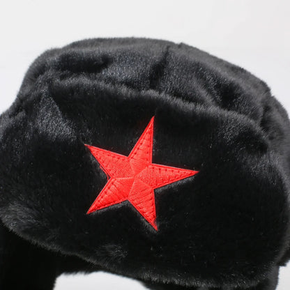 Five-Point Star Lei Feng Style Winter Outdoor Ski Hat, Unisex, Fleece-Lined For Warmth