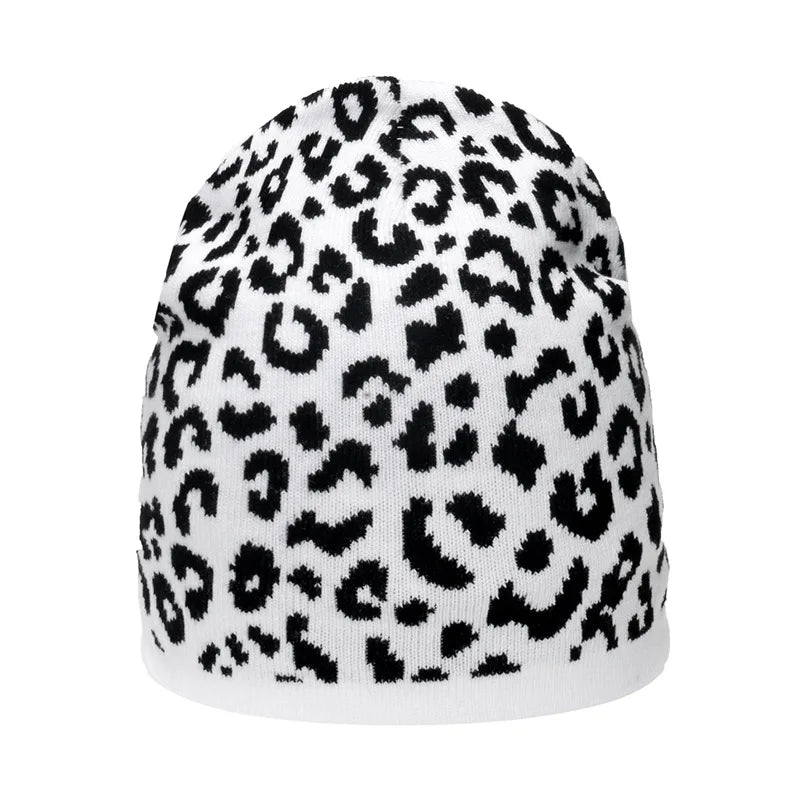 Unisex Checkered Cow & Animal Knit Soft Warm Cuffed Beanie Hat