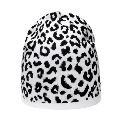 Unisex Checkered Cow & Animal Knit Soft Warm Cuffed Beanie Hat