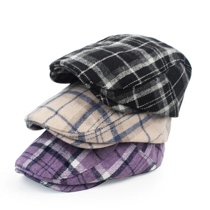 Men's And Women's Fashion Versatile Beret Casual Stripes Warm Octagonal Cap