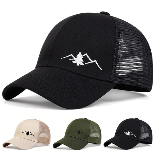 Unisex Mountain Embroidery Breathable Baseball Net Caps