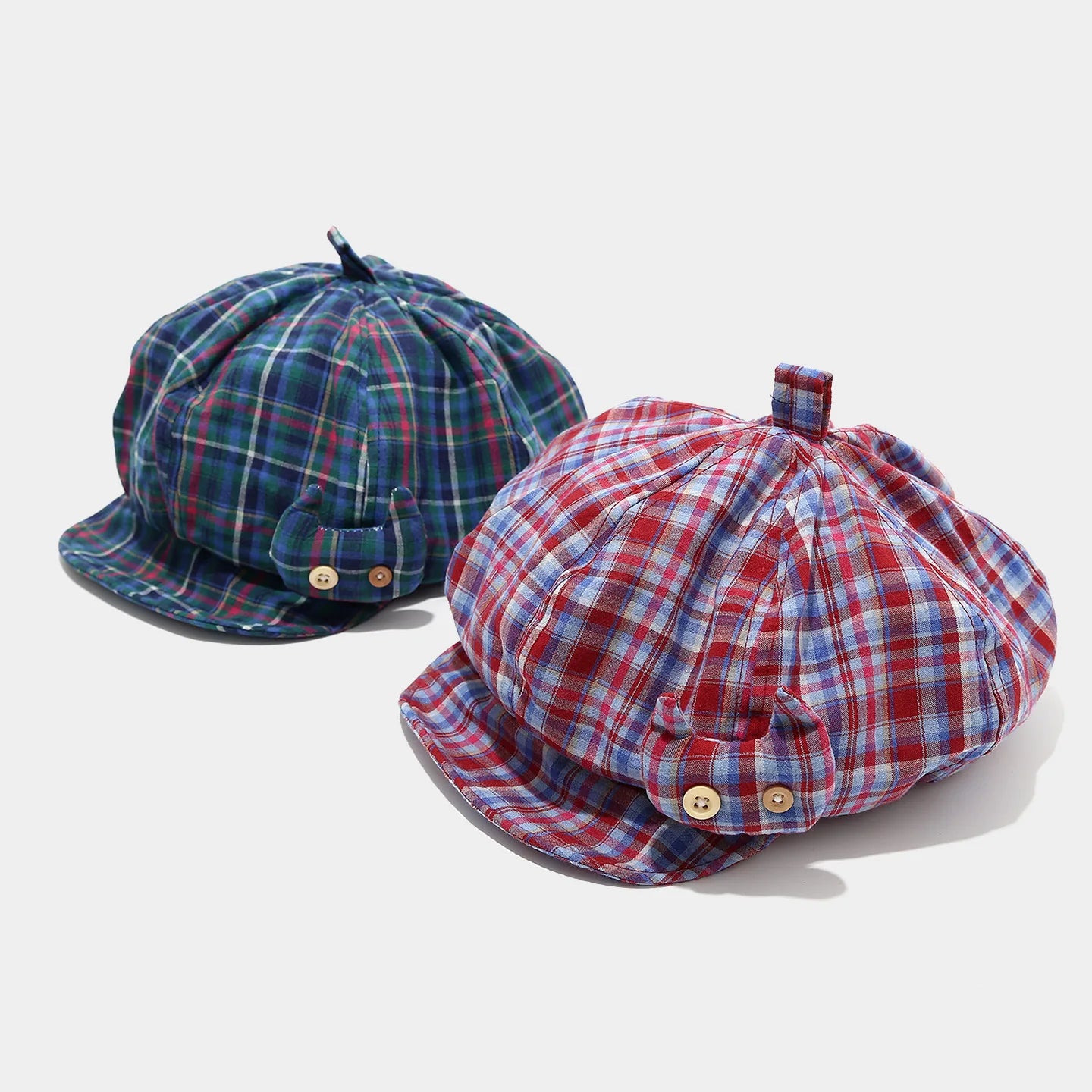 Japanese Designer Plaid Cat Octagonal Hat Women