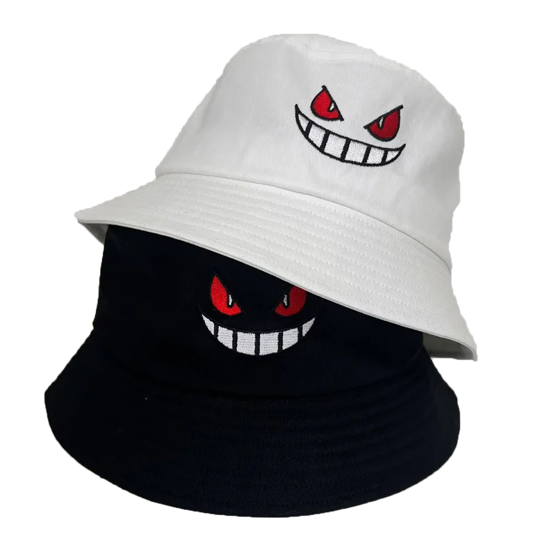 Unisex Light Board Solid Color Big Eyes Embroideried Hats Fishermen Caps