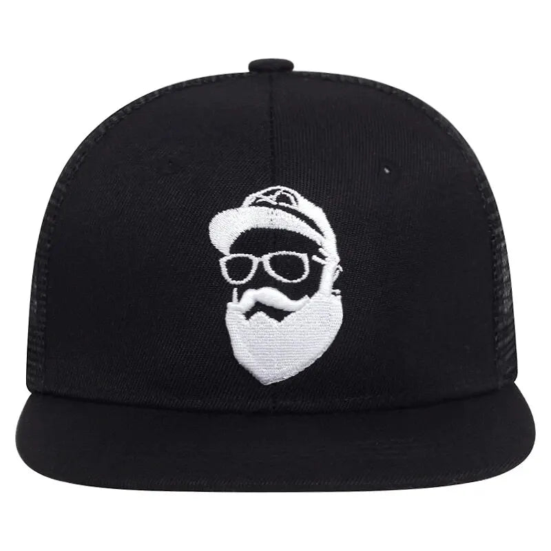 Unisex Uncle Beard Embroidery Hip Hop Net Hats Outdoor Adjustable Casual Baseball Caps Sunscreen Hat