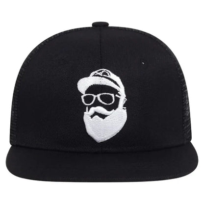 Unisex Uncle Beard Embroidery Hip Hop Net Hats Outdoor Adjustable Casual Baseball Caps Sunscreen Hat