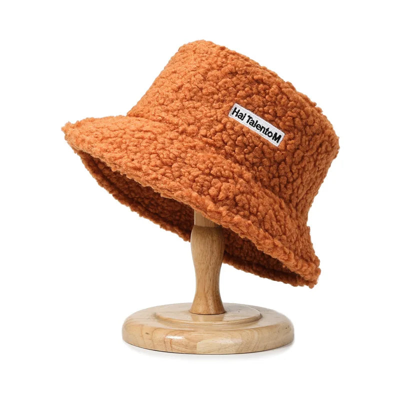 Lambswool Unisex Bucket Hats For Women Men Winter