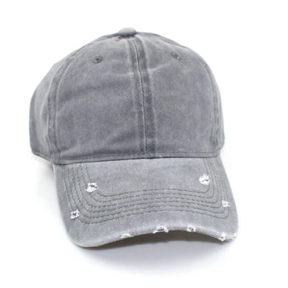 1pc Solid Distressed Perforated Mesh Washed Baseball Cap