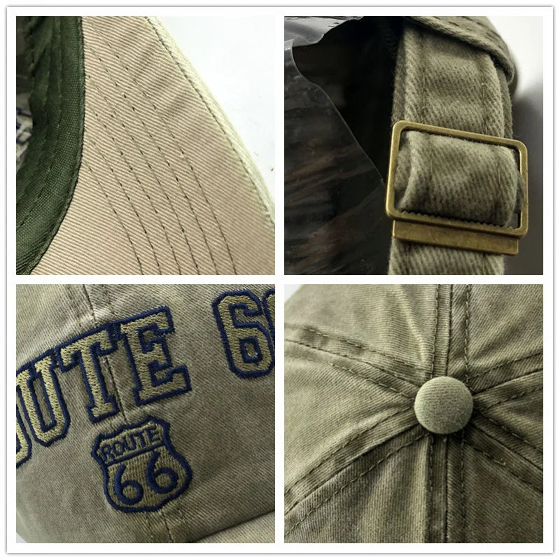 Summer New Pure Cotton Distressed Washed Baseball Cap Highway Embroidered Duckbill Cap Sunshade Hat