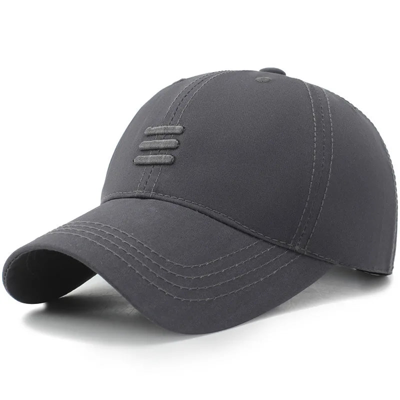 Three Horizontal Lines Embroidery Baseball Caps